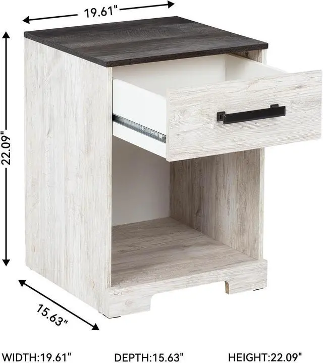 Alt view image 3 of 5 - Signature Design by Ashley Shawburn 1-Drawer Nightstand, Whitewash