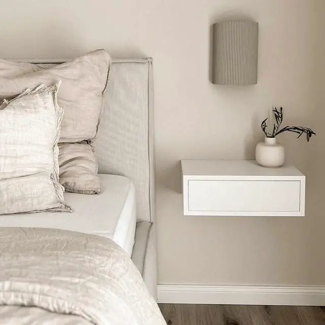 Alt view image 2 of 7 - Mobili Fiver, Riccardo Floating nightstand, Ashwood White, 17.7" x 9.8" x 6.1 ", Melamine-Finished, Modern Bedside Table, End Table, Italian Furniture