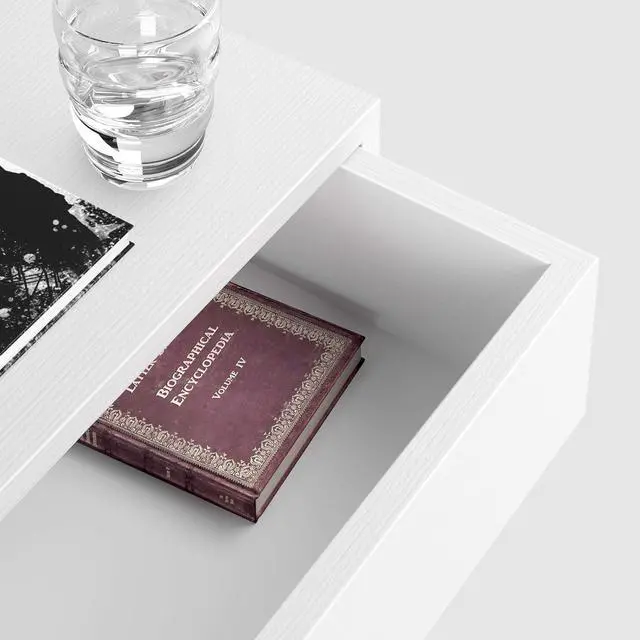 Alt view image 4 of 7 - Mobili Fiver, Riccardo Floating nightstand, Ashwood White, 17.7" x 9.8" x 6.1 ", Melamine-Finished, Modern Bedside Table, End Table, Italian Furniture