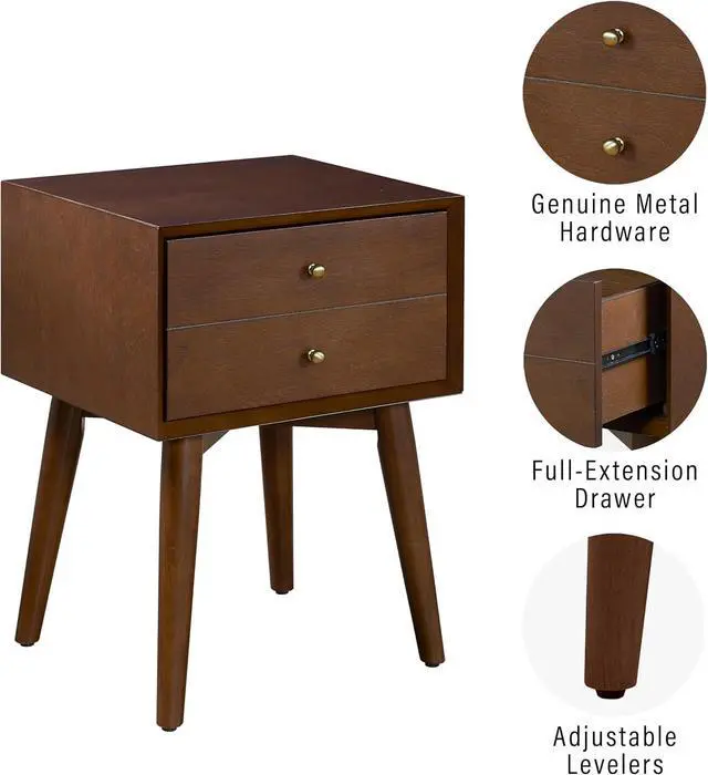 Alt view image 6 of 7 - Crosley Furniture Landon Nightstand Side Table with Drawer, Mahogany