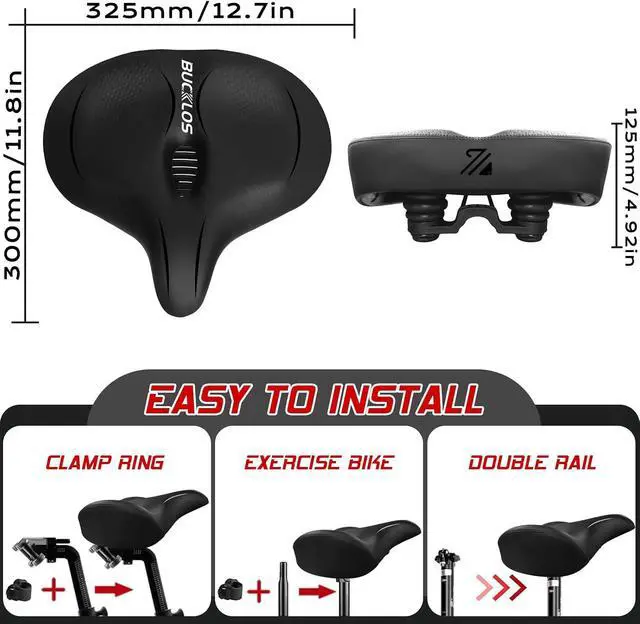Alt view image 4 of 7 - BUCKLOS Wide Bike Seat for Men Women Ebike Seats Comfort Extra Large Comfortable Bicycle Seats Saddle for Ebike/Crusier/Exercise/Peloton Bike