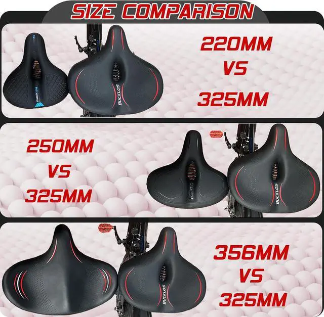 Alt view image 5 of 7 - BUCKLOS Wide Bike Seat for Men Women Ebike Seats Comfort Extra Large Comfortable Bicycle Seats Saddle for Ebike/Crusier/Exercise/Peloton Bike