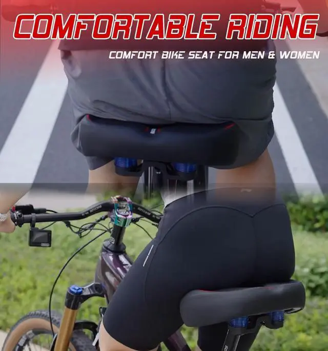 Alt view image 7 of 7 - BUCKLOS Wide Bike Seat for Men Women Ebike Seats Comfort Extra Large Comfortable Bicycle Seats Saddle for Ebike/Crusier/Exercise/Peloton Bike