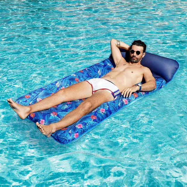 Alt view image 6 of 6 - FindUWill Oversized Pool Float Lounger for Adults - 72" Extra Large Heavy Duty Pool Floats, Soft Fabric Covered Pool Rafts for Backyard, Lake & Beach