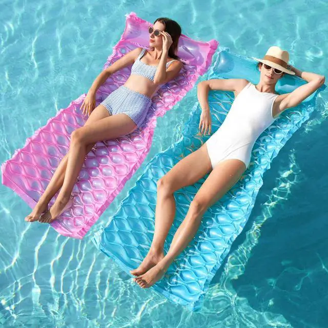 Main image of SLOOSH Inflatable Pool Floats Raft,Floating Lounge for Adults,64x32 inch Swimming Mat Pool Mattress with Headrest,2 Pieces Float Air Mat for Summer Water Beach Fun