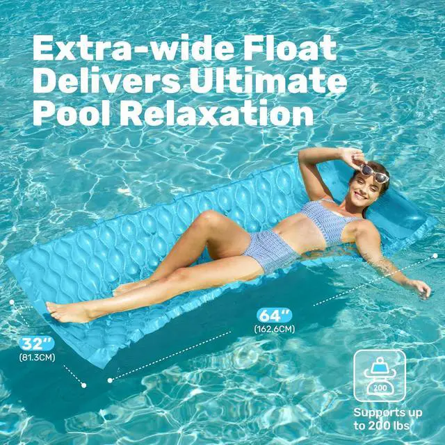 Alt view image 3 of 7 - SLOOSH Inflatable Pool Floats Raft,Floating Lounge for Adults,64x32 inch Swimming Mat Pool Mattress with Headrest,2 Pieces Float Air Mat for Summer Water Beach Fun