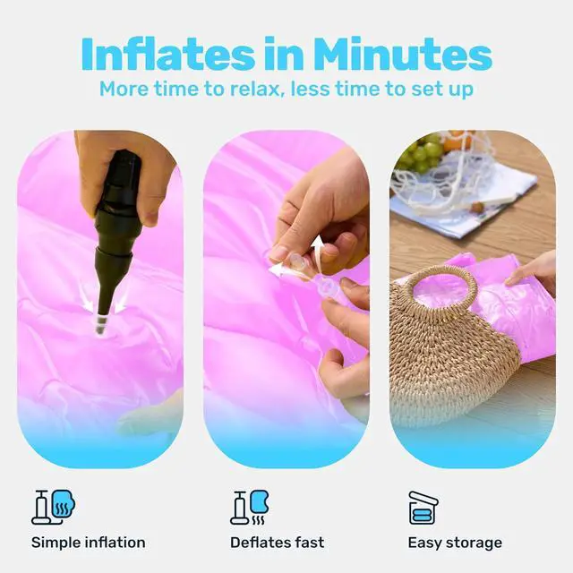 Alt view image 5 of 7 - SLOOSH Inflatable Pool Floats Raft,Floating Lounge for Adults,64x32 inch Swimming Mat Pool Mattress with Headrest,2 Pieces Float Air Mat for Summer Water Beach Fun