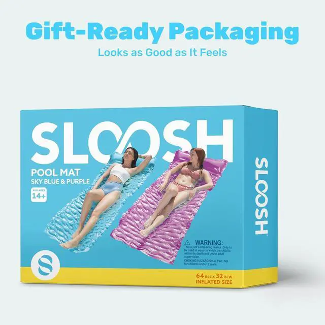 Alt view image 7 of 7 - SLOOSH Inflatable Pool Floats Raft,Floating Lounge for Adults,64x32 inch Swimming Mat Pool Mattress with Headrest,2 Pieces Float Air Mat for Summer Water Beach Fun