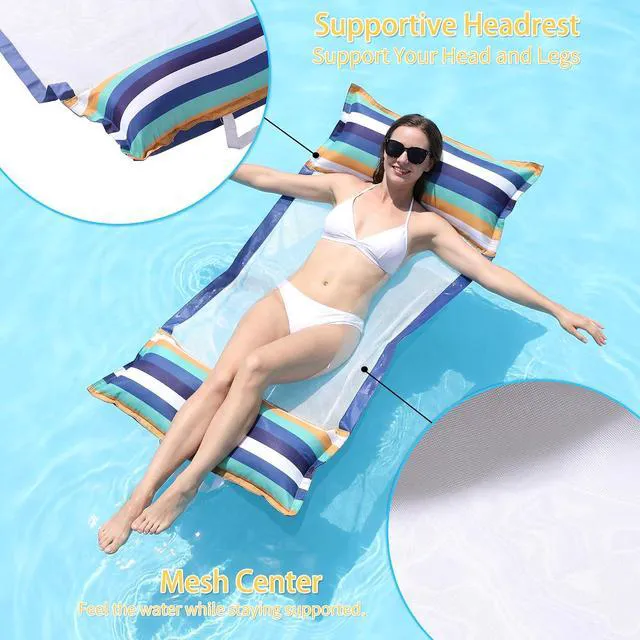 Alt view image 2 of 7 - FindUWill Pool Hammock Floats, XL, 2Pack Inflatable Water Hammocks Floaties 4-in-1 (Saddle, Lounge Chair, Hammock, Drifter), Pool Float Lounger for Adults