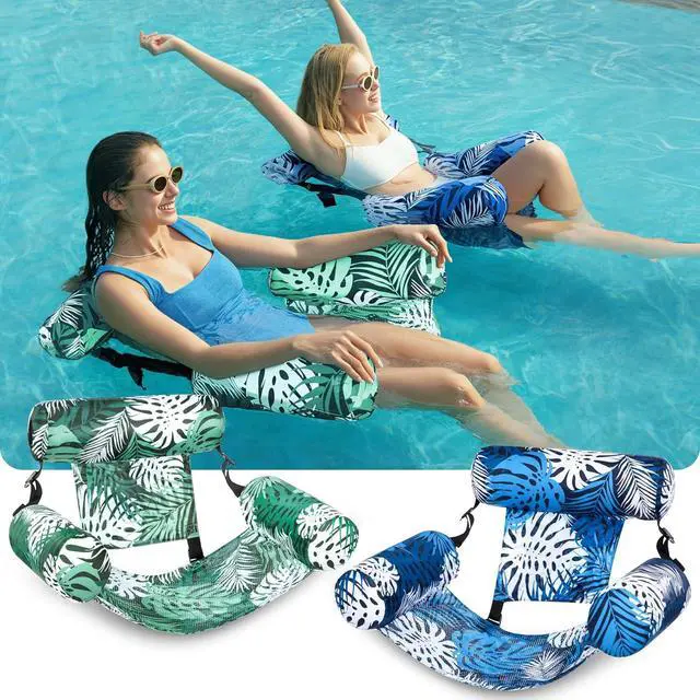 Alt view image 2 of 7 - SLOOSH Inflatable Pool Floats Adult,2 Packs Floating Lounge Chairs,Blow up Pool Noodles for Adult Heavy Duty,Floating Chair for Party Summer Water Beach Lake Fun