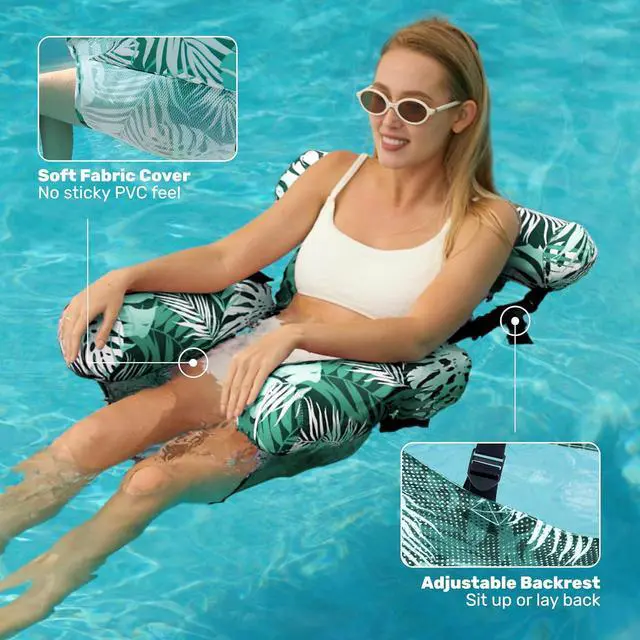 Alt view image 4 of 7 - SLOOSH Inflatable Pool Floats Adult,2 Packs Floating Lounge Chairs,Blow up Pool Noodles for Adult Heavy Duty,Floating Chair for Party Summer Water Beach Lake Fun