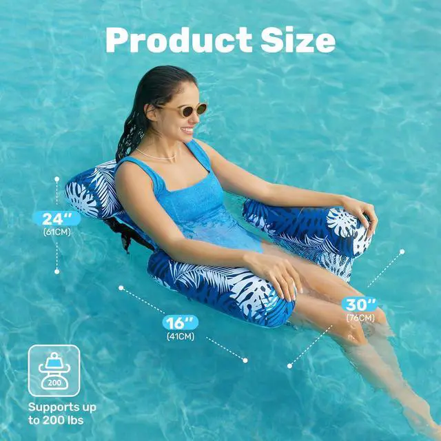 Alt view image 5 of 7 - SLOOSH Inflatable Pool Floats Adult,2 Packs Floating Lounge Chairs,Blow up Pool Noodles for Adult Heavy Duty,Floating Chair for Party Summer Water Beach Lake Fun