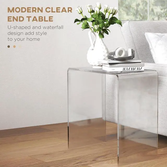 Alt view image 4 of 7 - HOMCOM 21" Acrylic Coffee Table 0.5" Thick Center Table Modern Clear