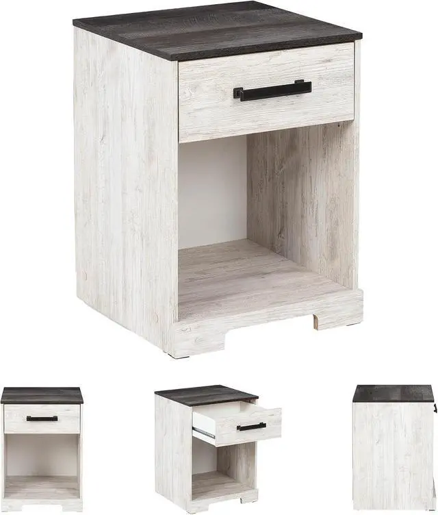 Alt view image 5 of 5 - Signature Design by Ashley Shawburn 1-Drawer Nightstand, Whitewash