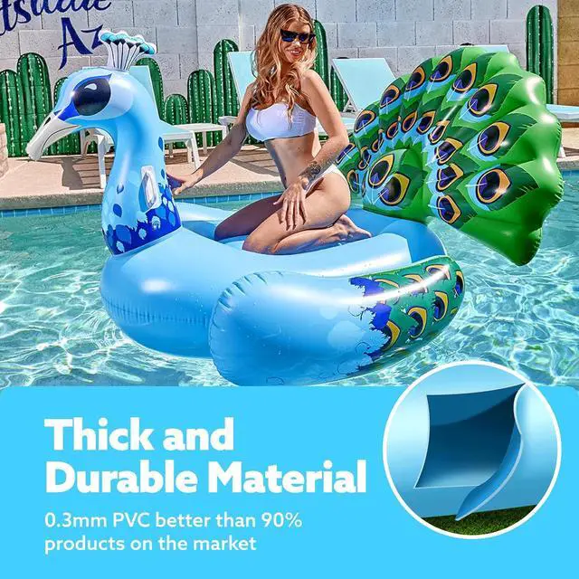 Alt view image 5 of 7 - JOYIN Inflatable Peacock Pool Float - Giant Peacock Fun Beach Floaties, Pool Party Decorations Adult Size Inflatable Animal Summer Swim Pool Raft Lounge for Adults