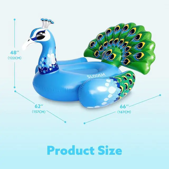 Alt view image 6 of 7 - JOYIN Inflatable Peacock Pool Float - Giant Peacock Fun Beach Floaties, Pool Party Decorations Adult Size Inflatable Animal Summer Swim Pool Raft Lounge for Adults