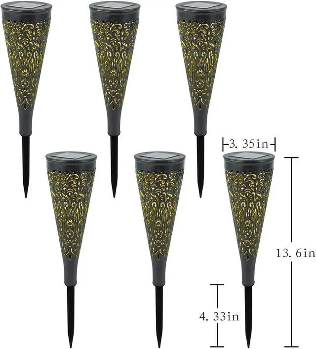 Alt view image 7 of 7 - gardencave 6 Pack Solar Lights Outdoor Garden Decorative Mandala Solar Garden Lights with Warm Light Waterproof Solar Pathway Landscape Lights for Path Patio Backyard Walkway Yard Lawn Decor (Black)