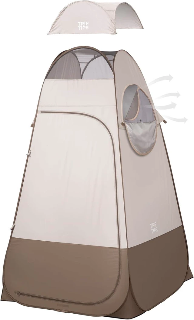 Main image of TRIPTIPS Pop Up Shower Tent with Mesh Window, Portable Toilet Privacy Tent, 6.9 FT, Removable Rain Cover/UPF 50+
