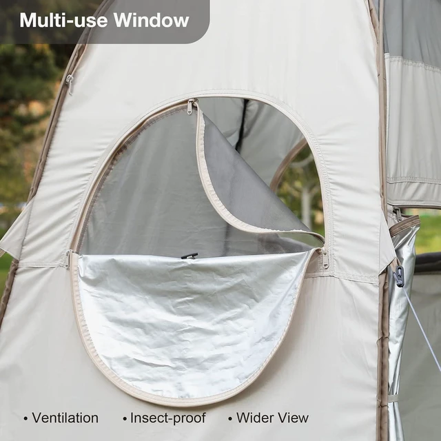 Alt view image 2 of 7 - TRIPTIPS Pop Up Shower Tent with Mesh Window, Portable Toilet Privacy Tent, 6.9 FT, Removable Rain Cover/UPF 50+