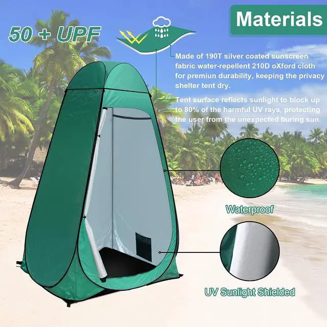 Alt view image 3 of 7 - anngrowy Shower Tent Pop-Up Privacy Tent Camping Portable Tent Outdoor Camp Bathroom Changing Dressing Room Instant Privacy Shelters for Hiking Beach Picnic Fishing Potty, Extra-Tall, UPF 50+
