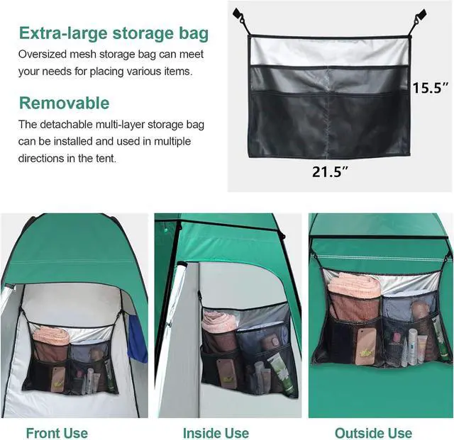 Alt view image 6 of 7 - anngrowy Shower Tent Pop-Up Privacy Tent Camping Portable Tent Outdoor Camp Bathroom Changing Dressing Room Instant Privacy Shelters for Hiking Beach Picnic Fishing Potty, Extra-Tall, UPF 50+