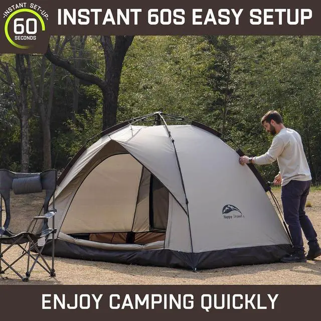 Alt view image 4 of 7 - Happy Travel 2/4 Person Camping Tent, Instant Easy Pop Up Tents for Camping