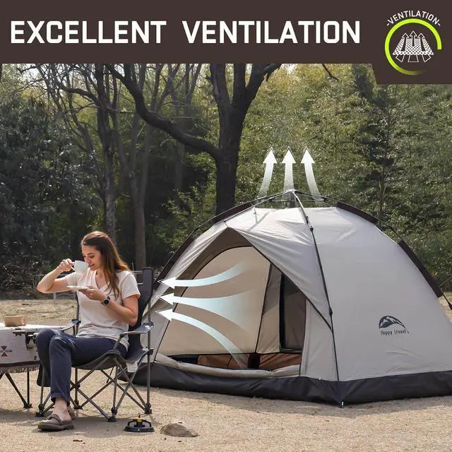 Alt view image 6 of 7 - Happy Travel 2/4 Person Camping Tent, Instant Easy Pop Up Tents for Camping