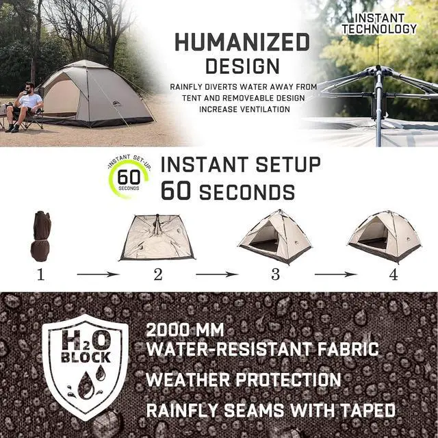 Alt view image 7 of 7 - Happy Travel 2/4 Person Camping Tent, Instant Easy Pop Up Tents for Camping