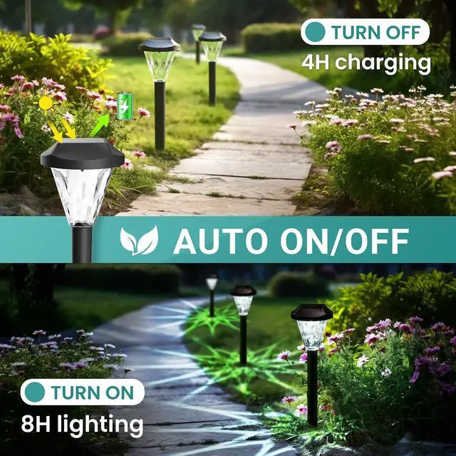 Alt view image 3 of 7 - GIGALUMI 16 Pack Solar Lights Outdoor Waterproof, Solar Garden Lights