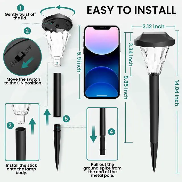 Alt view image 4 of 7 - GIGALUMI 16 Pack Solar Lights Outdoor Waterproof, Solar Garden Lights