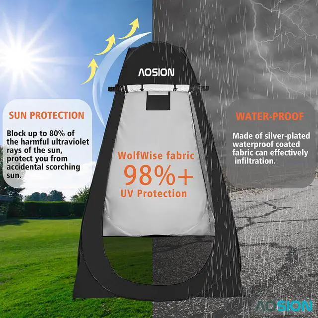 Alt view image 3 of 6 - Pop Up Privacy Shower Tent, Portable Changing Dressing Room with Carry Bag, Waterproof Sun Shelter for Camping, Beach, Hiking & Outdoor Activities.