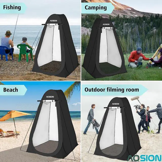 Alt view image 6 of 6 - Pop Up Privacy Shower Tent, Portable Changing Dressing Room with Carry Bag, Waterproof Sun Shelter for Camping, Beach, Hiking & Outdoor Activities.