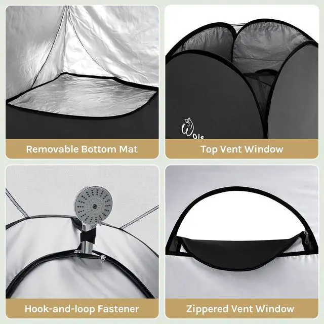Alt view image 3 of 7 - WolfWise PRO Pop Up Shower Tent with Silver Coated, Floor and Rain Fly