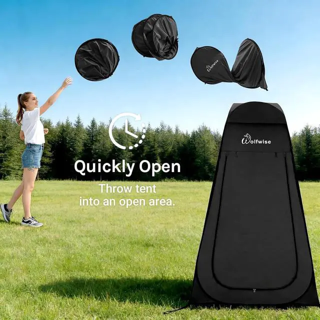 Alt view image 6 of 7 - WolfWise PRO Pop Up Shower Tent with Silver Coated, Floor and Rain Fly