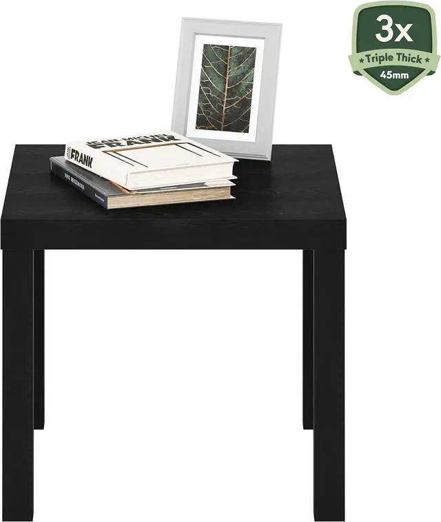 Alt view image 6 of 7 - Furinno Classic Toolless Square Side Table, 1.8" Thick Tabletop, Black