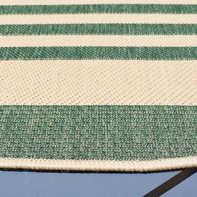 Alt view image 2 of 3 - SAFAVIEH Washable Rug Outdoor Courtyard Collection - 4' Round, Beige & Dark Green, Non-Shedding & Easy Cleaning, Ideal for Patio, Backyard, Mudroom (CY6062-322)