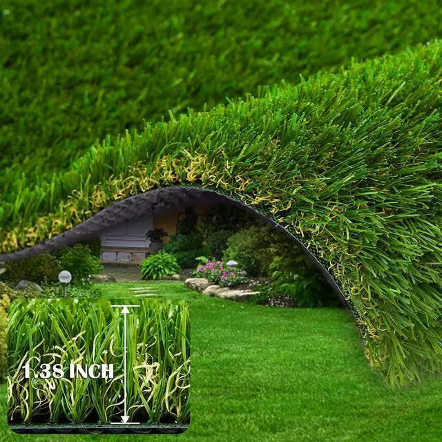 Main image of Artificial Grass Rug 4 FT x 6 FT Fake Faux Grass, Indoor Outdoor Patio Garden Lawn Landscape Synthetic Grass Mat, Realistic Turf, 4-Tone/Soft, with Drainage Holes & Rubber Backing