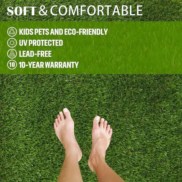 Alt view image 4 of 7 - Artificial Grass Rug 4 FT x 6 FT Fake Faux Grass, Indoor Outdoor Patio Garden Lawn Landscape Synthetic Grass Mat, Realistic Turf, 4-Tone/Soft, with Drainage Holes & Rubber Backing