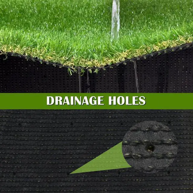 Alt view image 5 of 7 - Artificial Grass Rug 4 FT x 6 FT Fake Faux Grass, Indoor Outdoor Patio Garden Lawn Landscape Synthetic Grass Mat, Realistic Turf, 4-Tone/Soft, with Drainage Holes & Rubber Backing