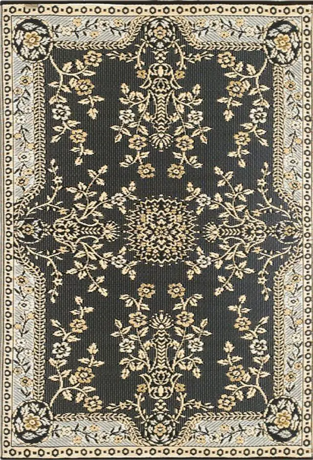 Main image of Mad Mats 4x6 Tan & Black Outdoor Rug, Reversible Plastic Mat for Patio, Porch, Poolside, Mudroom, Camping, RV, Deck - Garland