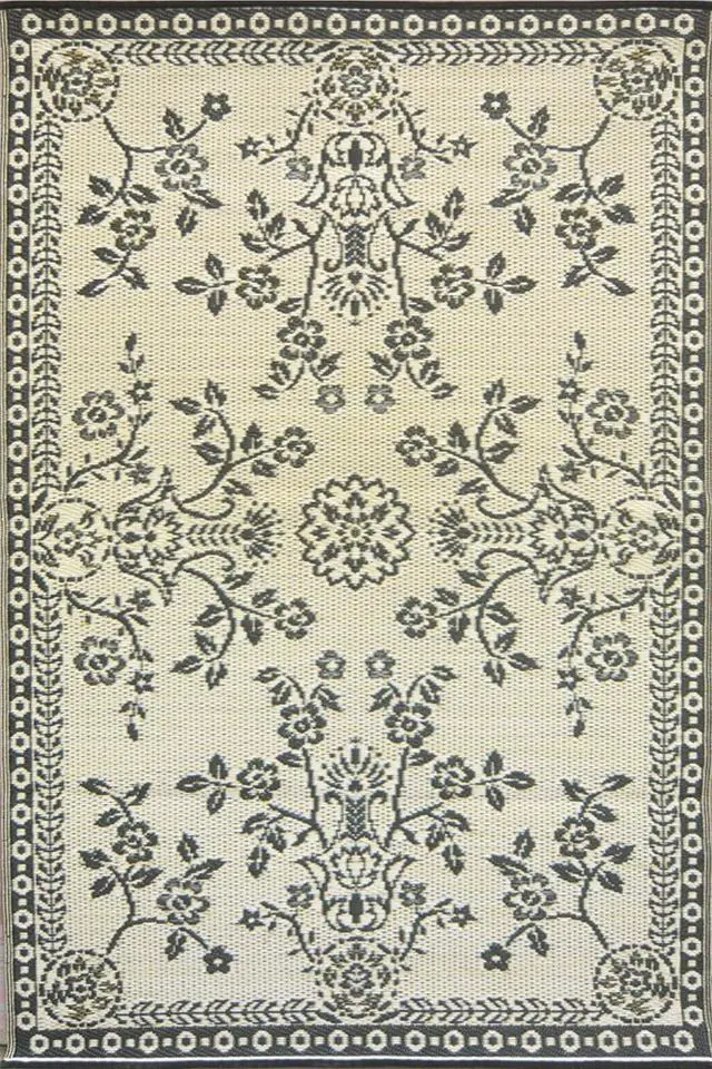 Alt view image 3 of 3 - Mad Mats 4x6 Tan & Black Outdoor Rug, Reversible Plastic Mat for Patio, Porch, Poolside, Mudroom, Camping, RV, Deck - Garland