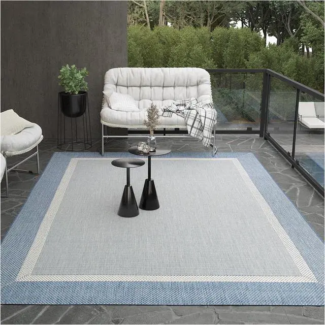 Main image of Couristan Recife Indoor Outdoor Rug - Stria Texture 2' x 3'7" Rectangle in Blue, Hose Washable, Low Pile, Pet- Kid Friendly Home Decor for Living Room, Patio Furniture Set, Kitchen