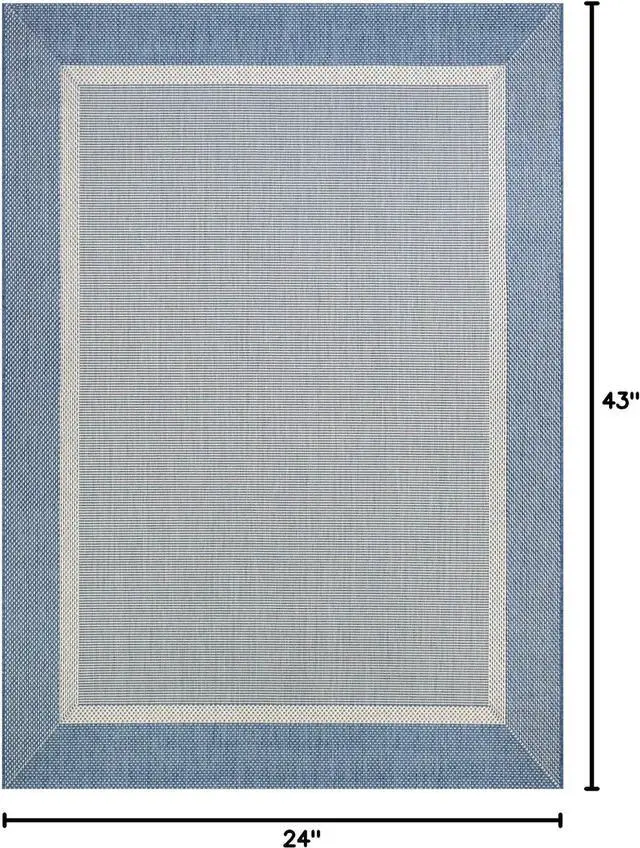Alt view image 2 of 7 - Couristan Recife Indoor Outdoor Rug - Stria Texture 2' x 3'7" Rectangle in Blue, Hose Washable, Low Pile, Pet- Kid Friendly Home Decor for Living Room, Patio Furniture Set, Kitchen