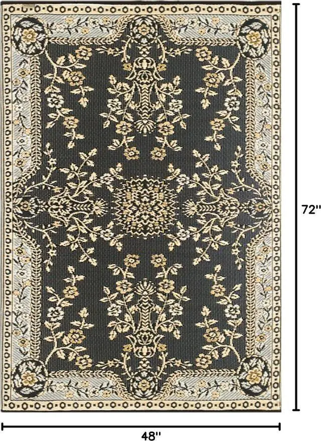 Alt view image 2 of 3 - Mad Mats 4x6 Tan & Black Outdoor Rug, Reversible Plastic Mat for Patio, Porch, Poolside, Mudroom, Camping, RV, Deck - Garland