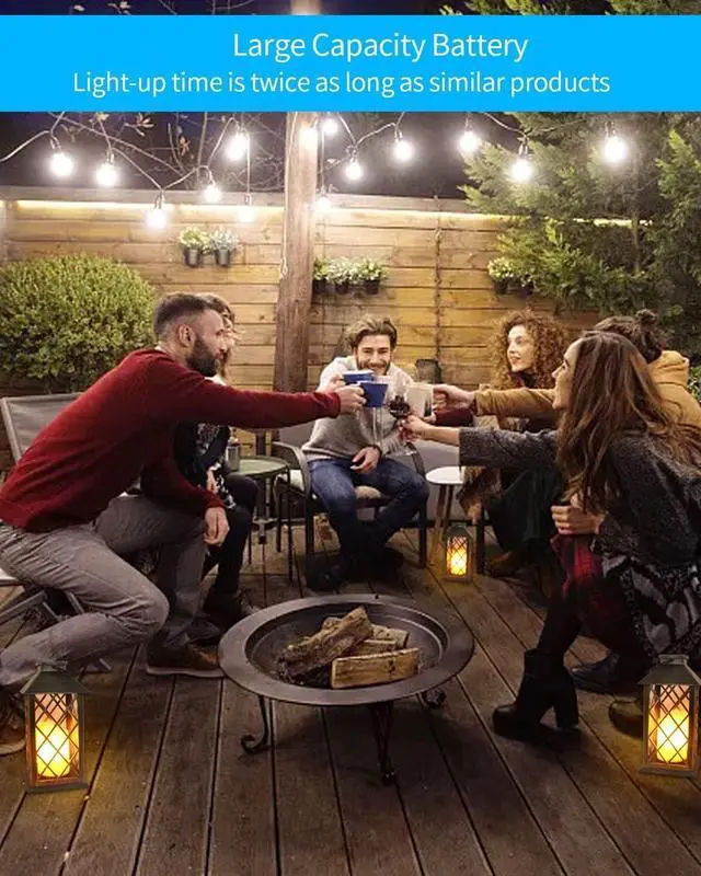 Alt view image 2 of 7 - SHYMERY Solar Lantern,Outdoor Garden Hanging Lanterns,2 Pack 14 Inch Lasts 3X Longer 10 lumens Waterproof LED Flickering Flameless Candle Mission Lights for Table,Outdoor,Party Decorative