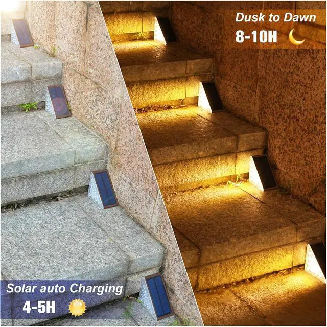 Alt view image 2 of 6 - VOLISUN Solar Step Lights Outdoor Waterproof, LED Outdoor Stair Lights