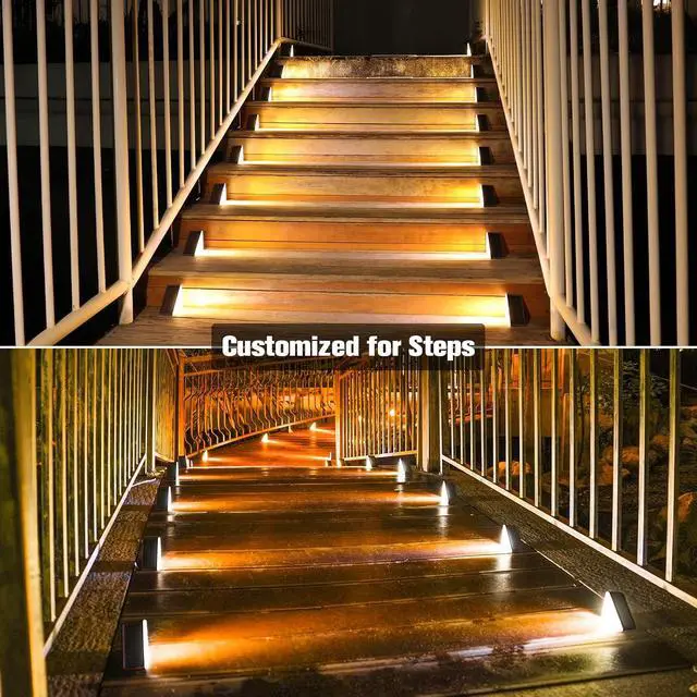 Alt view image 4 of 6 - VOLISUN Solar Step Lights Outdoor Waterproof, LED Outdoor Stair Lights