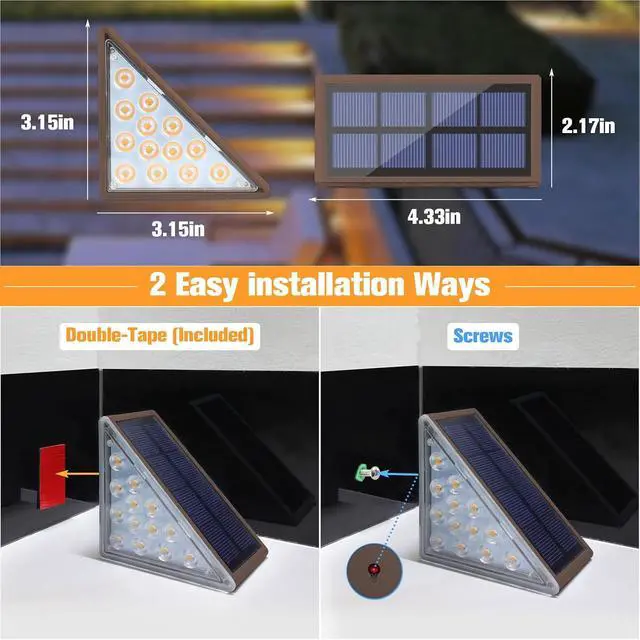 Alt view image 5 of 6 - VOLISUN Solar Step Lights Outdoor Waterproof, LED Outdoor Stair Lights