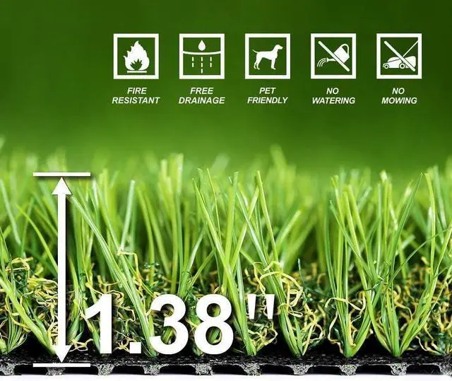 Alt view image 3 of 7 - Artificial Grass Turf Rug with Drainage for Dogs, Patio 1.38 in, 3x5 ft