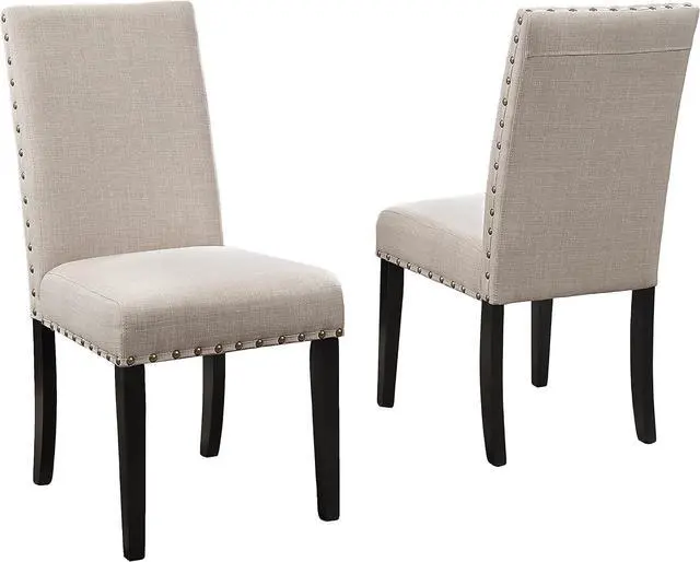 Main image of Roundhill Furniture Biony Fabric Dining Chairs with Nailhead Trim, Set of 2, Tan